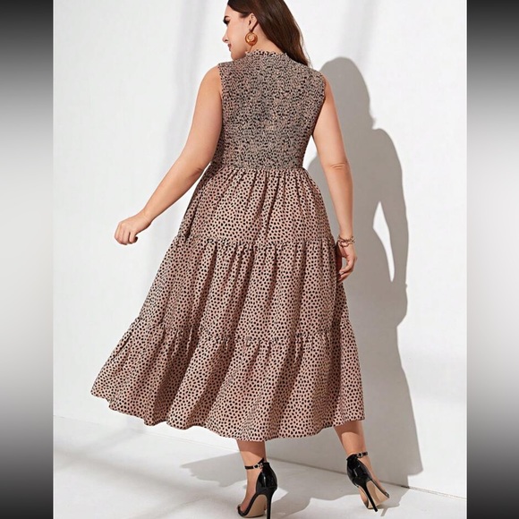 Rose All Over Print Shirred Ruffle Hem Dress - Picture 8 of 13